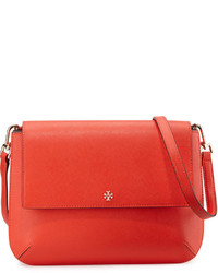 Tory Burch Robinson Leather Messenger Bag Poppy Red