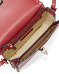 Valentino Rockstud Leather Flap Top Shoulder Bag Scarlet