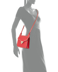 Valentino Rockstud Leather Lock Flap Square Shoulder Bag Bright Red