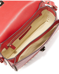 Valentino Rockstud Round Flap Shoulder Bag Red