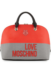 Love Moschino Saffiano Faux Leather Satchel Bag Red