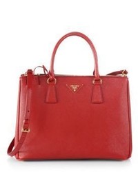 Prada Saffiano Medium Double Zip Top Handle Bag