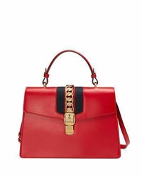Gucci Sylvie Leather Top Handle Satchel Bag Red