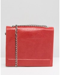Urban Code Urbancode Real Leather Chain Strap Box Bag In Red