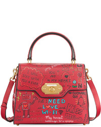 Dolce & Gabbana Welcome Graffiti Large Satchel Bag Red