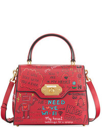 Dolce & Gabbana Welcome Graffiti Large Satchel Bag Red