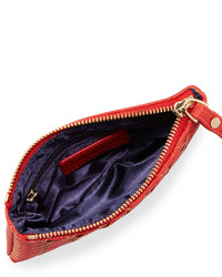 Neiman Marcus Woven Faux Leather Wristlet Bag Poppy