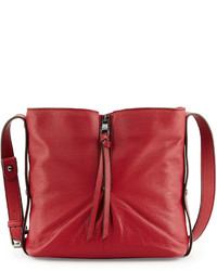Kooba Ziggy Leather Zip Front Shoulder Bag Red Russian