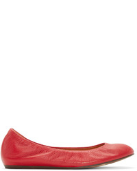 Lanvin Red Leather Ballerina Flats