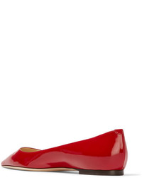 Jimmy Choo Romy Patent Leather Point Toe Flats Red