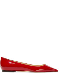 Jimmy Choo Romy Patent Leather Point Toe Flats Red