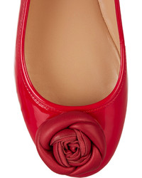 Valentino Rose Appliqud Patent Leather Ballet Flats
