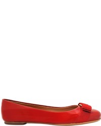 Salvatore Ferragamo Varina Patent Flat Shoes In Red Patent Leather