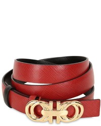 Salvatore Ferragamo 20mm Gancino Reversible Leather Belt