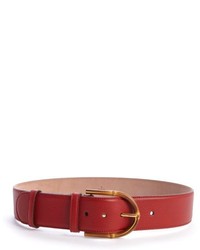 Gucci Cocoa Pebbled Leather Bamboo Buckle Waist Belt