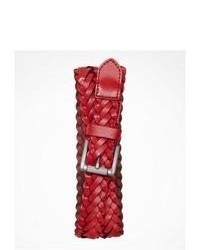 Express Braided Leather Belt Red Medium