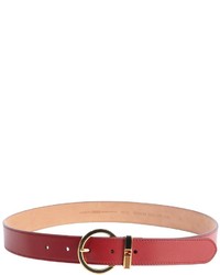 Fendi Deep Red Leather Logo Buckle Detail Classic Belt