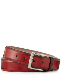 Magnanni For Neiman Marcus Square Buckle Calf Leather Belt