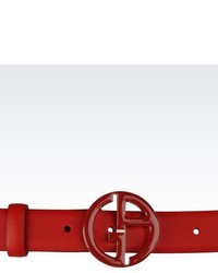 Giorgio Armani Leather Belt With Ga Buckle