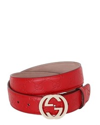 Gucci 37mm Gg Embossed Leather Belt