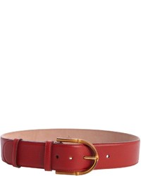 Gucci Red Pebbled Leather Bamboo Buckle Waist Belt