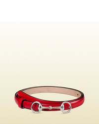Gucci Thin Leather Belt With Horsebit Buckle