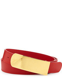 Giuseppe Zanotti Leather Logo Plaque Belt Red