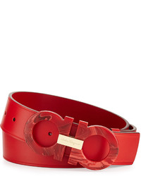 Salvatore Ferragamo Mini Big Double Gancini Leather Belt Red Ruby