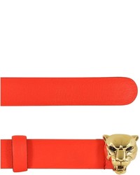 Roberto Cavalli Panther Gold Tone Metal Wred Leather Belt