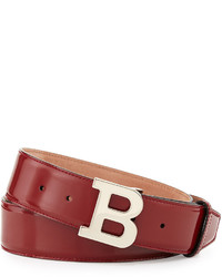 Bally Patent B Buckle Belt Red