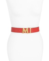 MCM Petal Visetos Reversible Coated Canvas Leather Belt Red