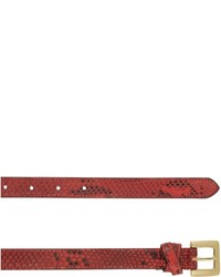 Forzieri Red Python Leather Skinny Belt