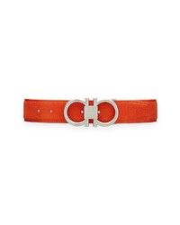 Salvatore Ferragamo Reversible Double Gancio Leather Belt In Candy Apple Red E Beige At Nordstrom