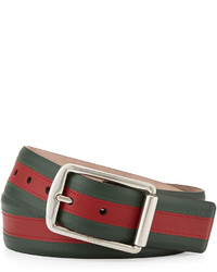 Gucci Signature Web Leather Belt Greenredgreen
