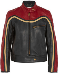 Chloé Paneled Leather Biker Jacket Red