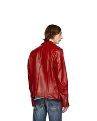 Junya Watanabe Red Leather Biker Jacket