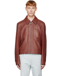 Wooyoungmi Red Spread Collar Leather Jacket