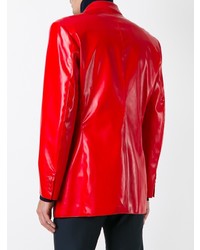 Moschino Vintage Faux Leather Blazer Red