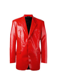 Moschino Vintage Faux Leather Blazer Red