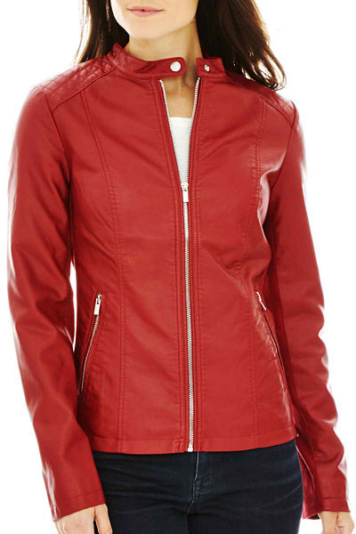 jcpenney Ana Ana Faux Leather Scuba Jacket, $125 | jcpenney | Lookastic