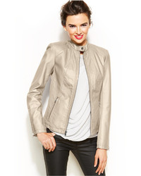 INC International Concepts Band Collar Faux Leather Moto Jacket