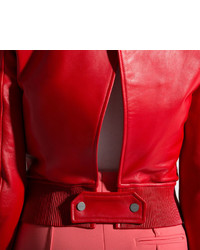 Nappa Leather Bomber Jacket Nappa Leather Bomber Jacket In Costeau Red