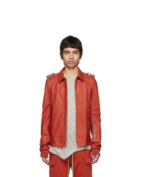 Rick Owens Red Leather Rotterdam Jacket