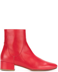 red low heel boots