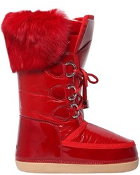 Dsquared2 Nylon Patent Leather Fur Snow Boots
