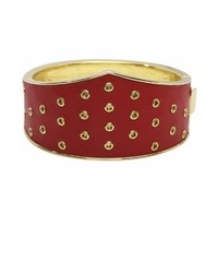 House Of Harlow 1960 Red Leather Triangle Cuff In Gold