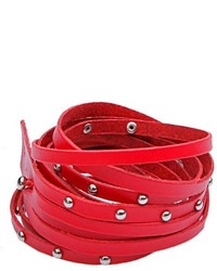 ChicNova Red Skinny Leather Rivets Wrap Bracelet