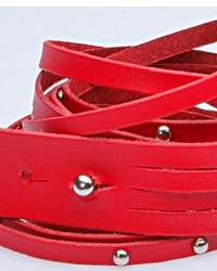 ChicNova Red Skinny Leather Rivets Wrap Bracelet