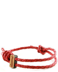 Domo Beads Adjustable Leather Bracelet Red