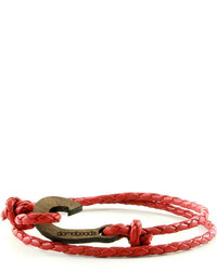 Domo Beads Leather Hook Wrap Bracelet Gray On Red